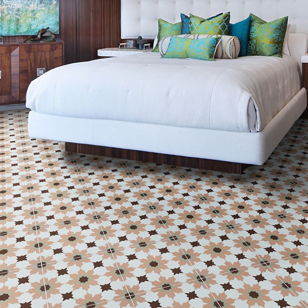 Handmade Ahfir in Pink, Green, Brown Tile, Pack of 12 (Morocco)