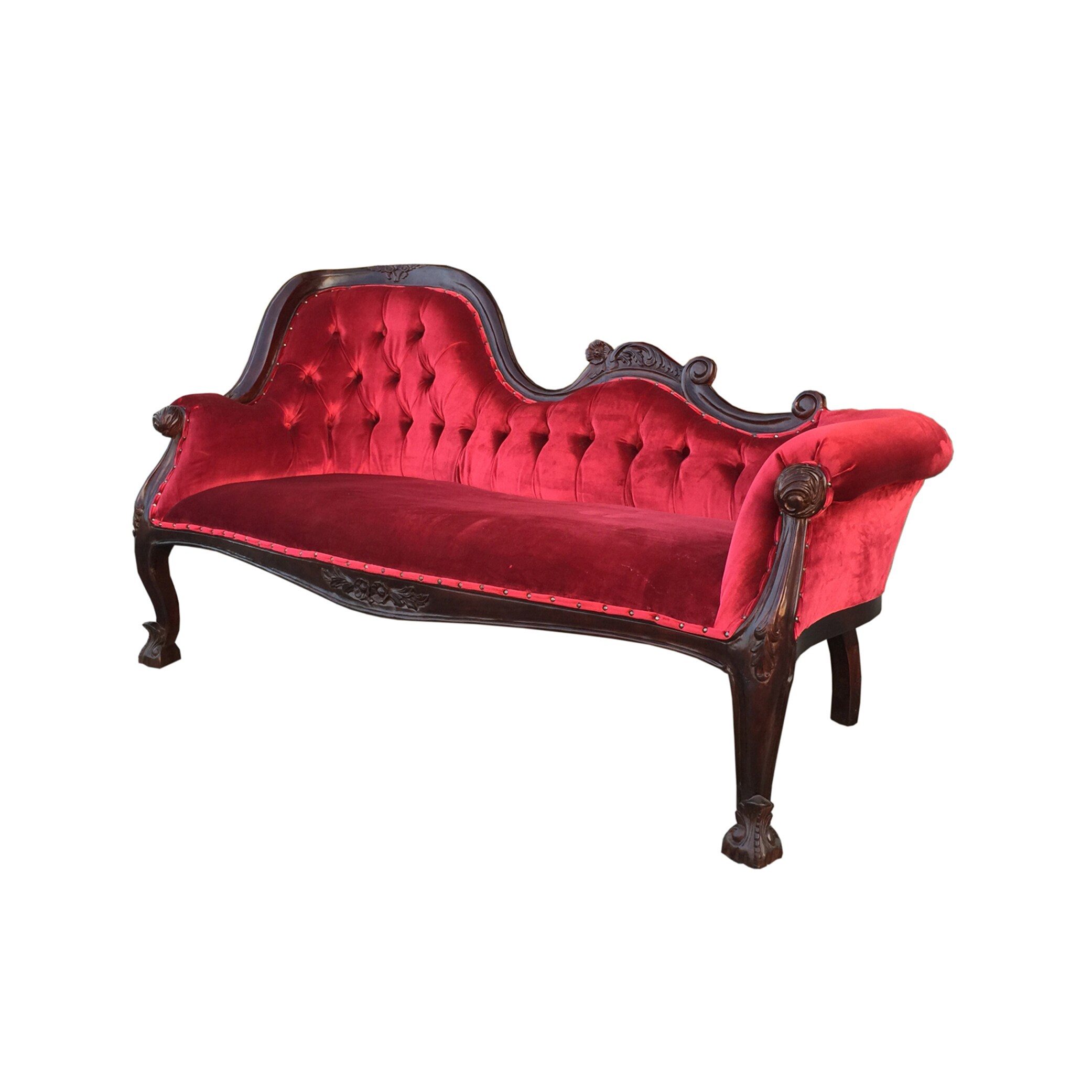 Shop D Art Louis Sofa Single Ended Red Velvet Free Shipping