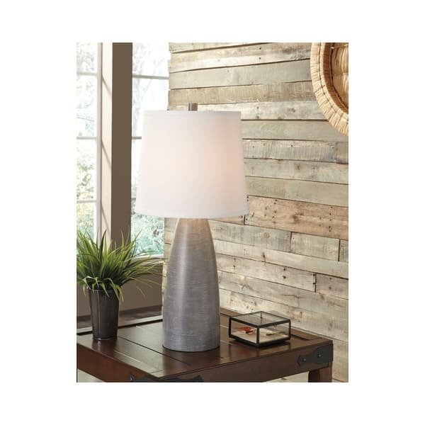 Shop Shavontae Gray 28 Inch Poly Table Lamps Set Of 2 Overstock 14206384