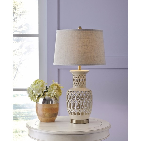 Signature Design by Ashley Jayme Cream Ceramic Table Lamp