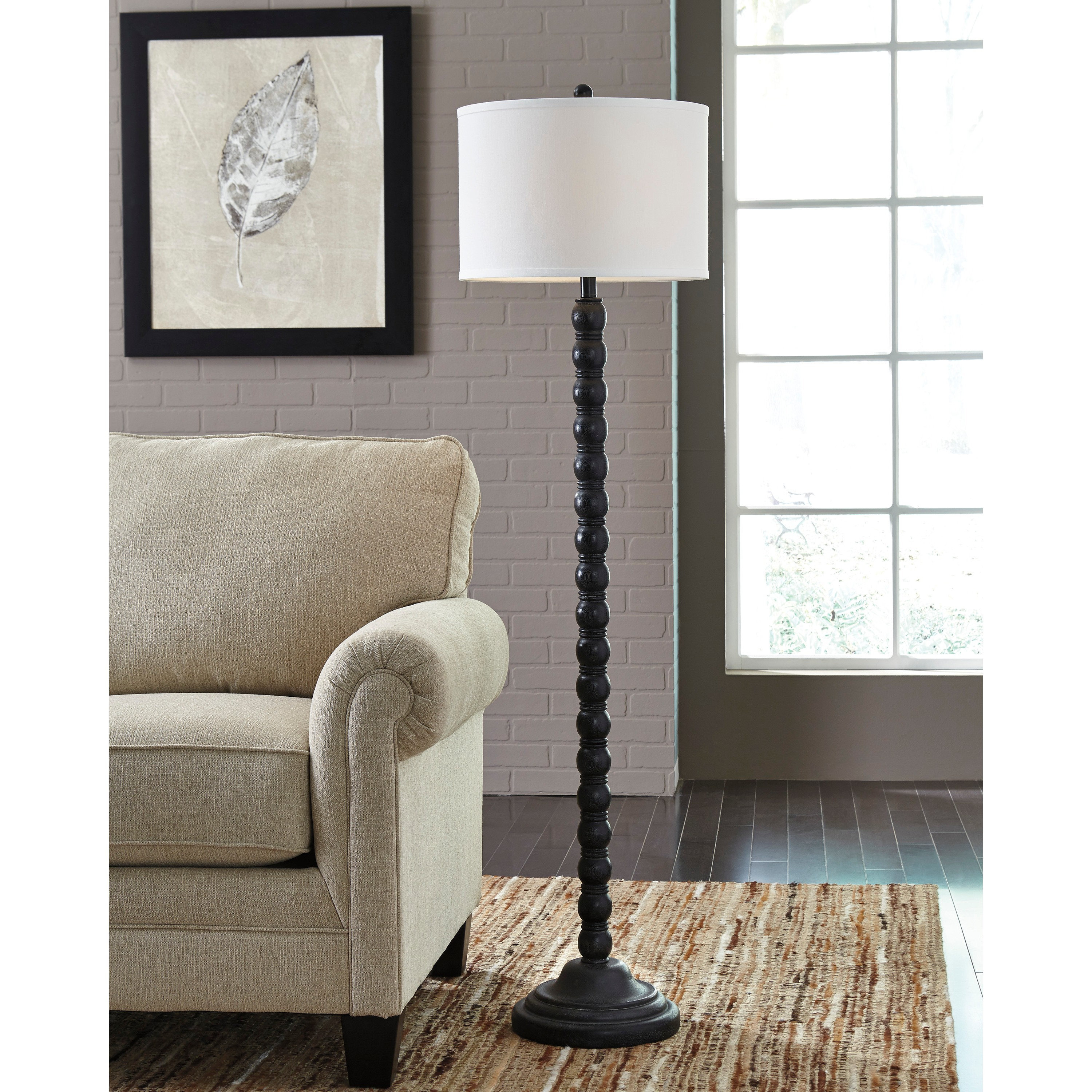 black spindle floor lamp