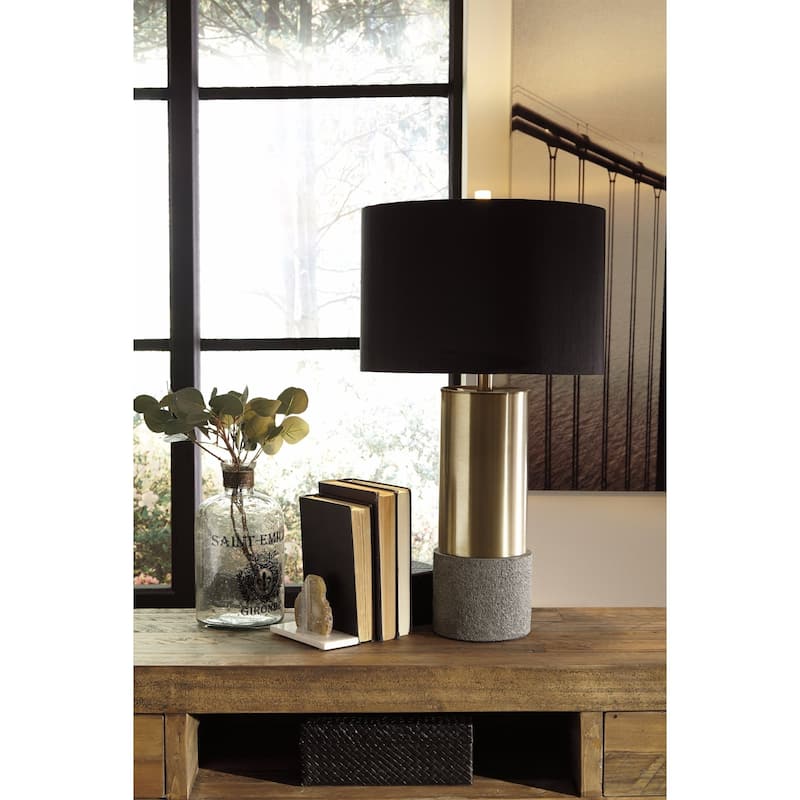 Signature Design by Ashley Jacek Grey Brass-tone and Black Table Lamp (Set of 2)