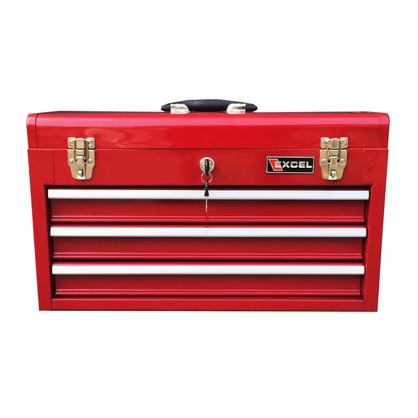 Shop Red Excel Tb133 20 Inch Portable Steel Tool Box Overstock 14206837