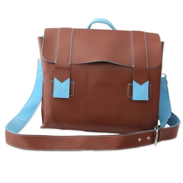 Shop Handmade Faux Leather &#39;Practical Chocolate&#39; Messenger Bag (India) - Overstock - 14206842
