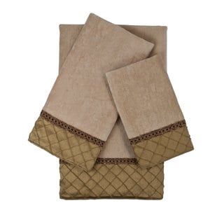 Sherry Kline Pleated Diamond Royal Gold 3-piece Embellished Towel Set