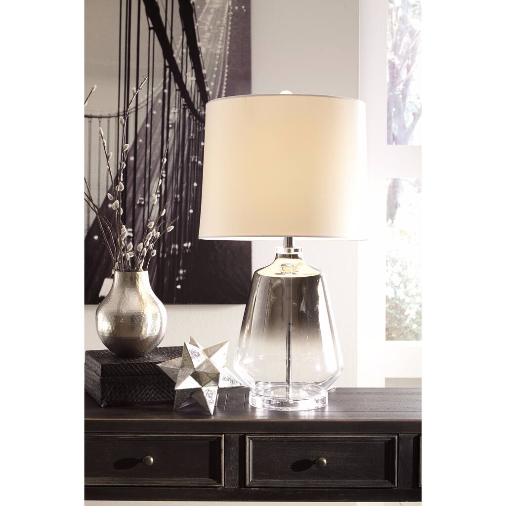 Jaslyn Silver Finish 28 Inch Glass Table Lamp