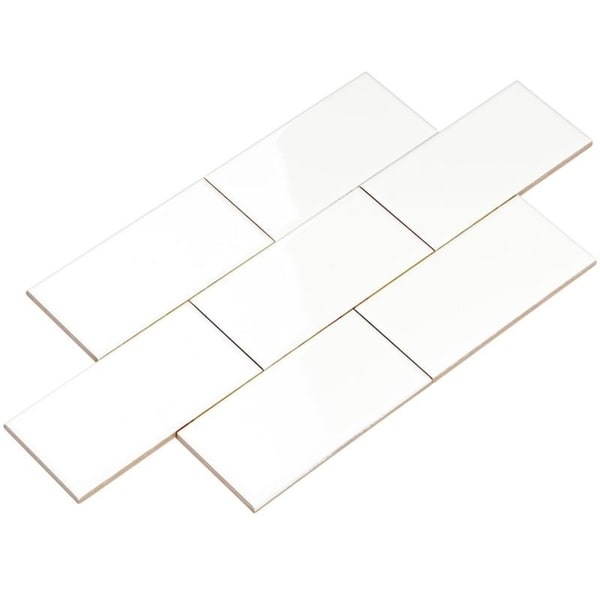 Giorbello White Ceramic 3x6 Subway Tiles (Case of 14.5 Sq Ft)