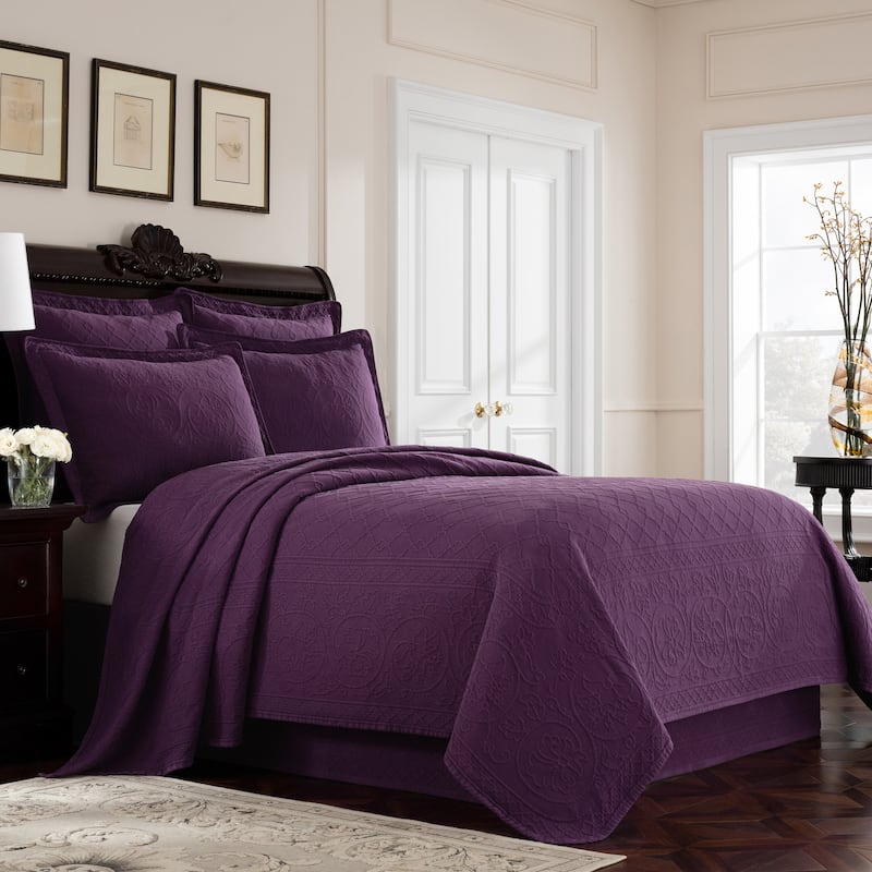 Williamsburg Richmond Cotton Bedskirt - Purple - Queen