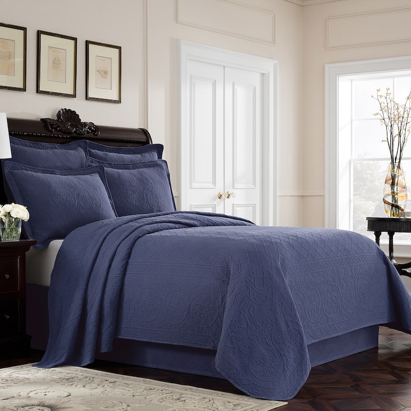 Williamsburg Richmond Cotton Bedskirt - Blue - King