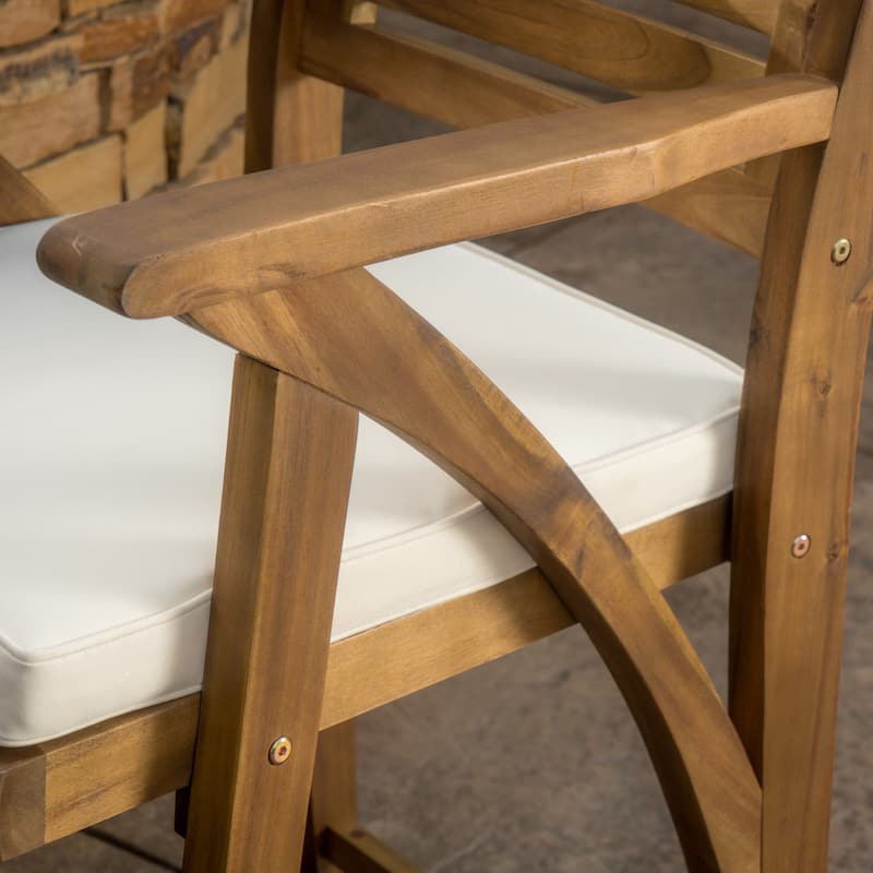 Hermosa Acacia Wood Cushioned Bar Stool (Set of 4) by Christopher Knight Home
