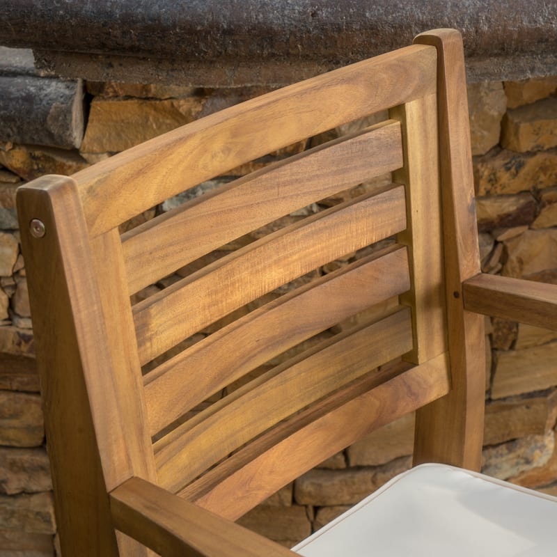 Hermosa Acacia Wood Cushioned Bar Stool (Set of 4) by Christopher Knight Home