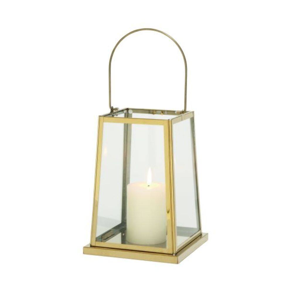 Benzara Stainless Steel Glass 7-inch Wide x 16-inch High Lantern