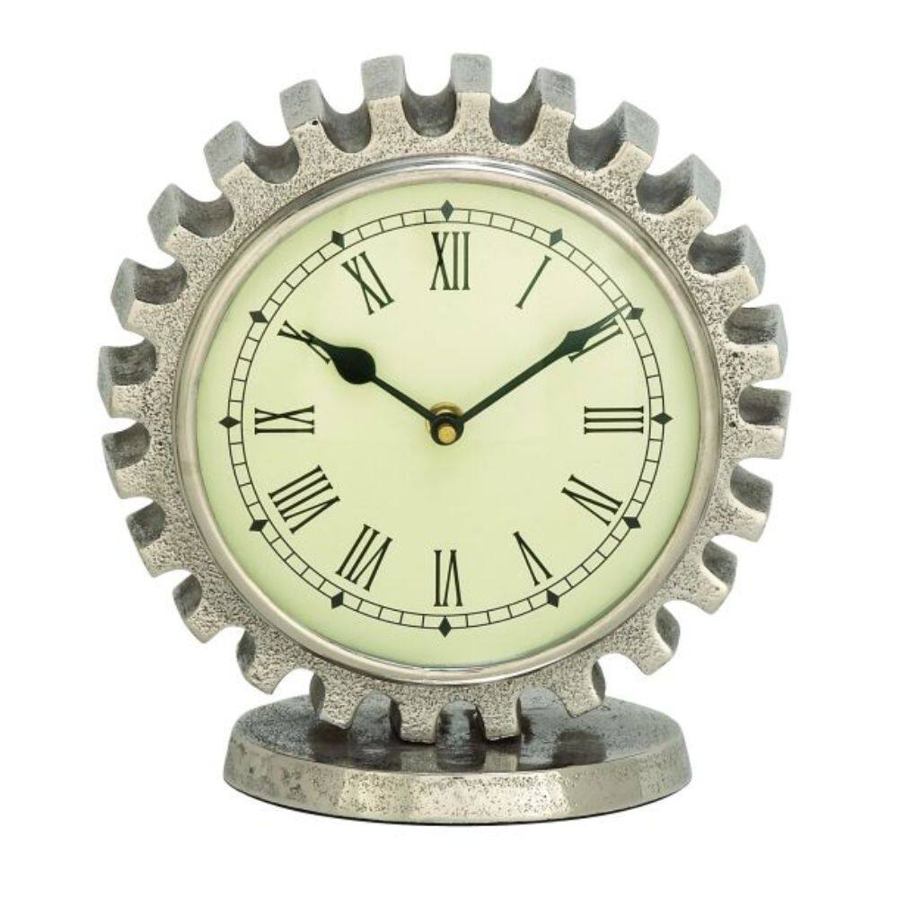 Benzara Aluminum 8-inch H x 8-inch W Table Clock