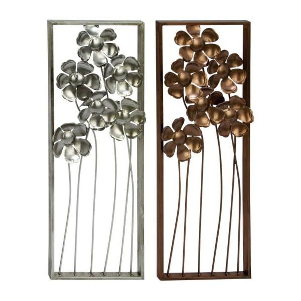 Benzara Multicolored Metal 12-inch Wide x 31-inch High Wall Decor (Set of 2)
