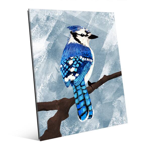 'Painted Blue Jay' Wall Art Print on Glass - Overstock - 14213554