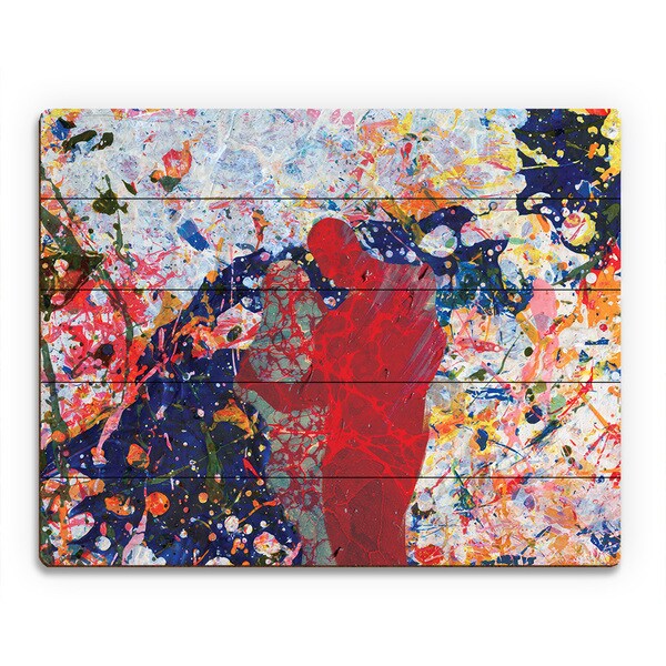 'First Sight Crimson' Wood Wall Art Print