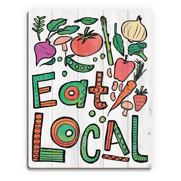 'Eat Local Alpha' Birchwood Wall Art Print
