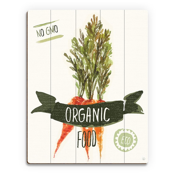 'Organic Food Carrots Green' Wood Wall Art Print