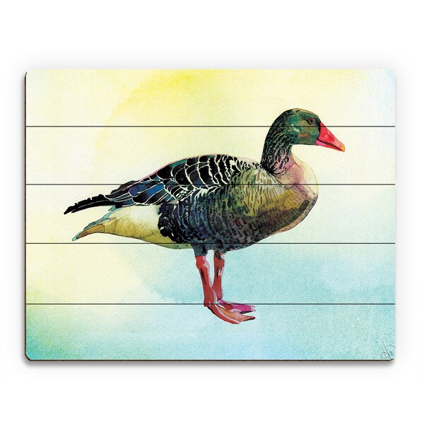 Neutral Watercolor Goose Print on Wood Wall Art