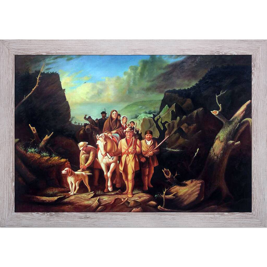 George Caleb Bingham 'Daniel Boone Escorting Settlers Through the Cumberland Gap' Hand Painted Framed Oil Reproduction on Canvas