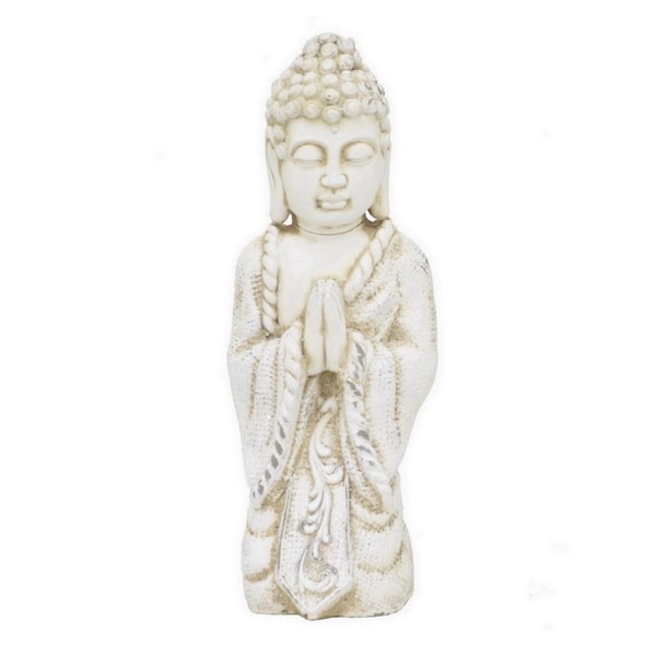 Benzara Off-white Rose 19.75-inch Kneeling Buddha