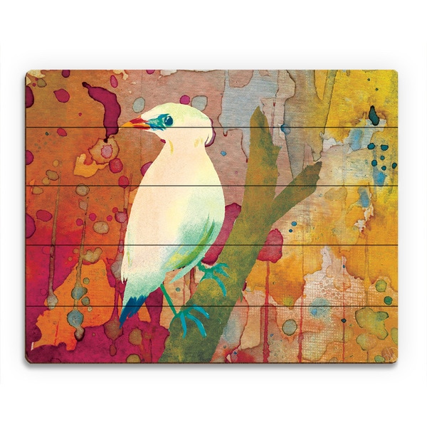 Bali Myna On Crimson Wood Wall Art Print