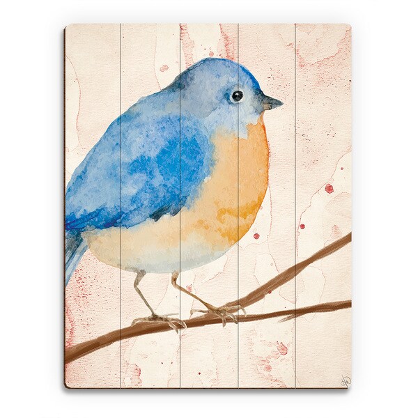 Pink Watercolor Bird Wood Wall Art Print