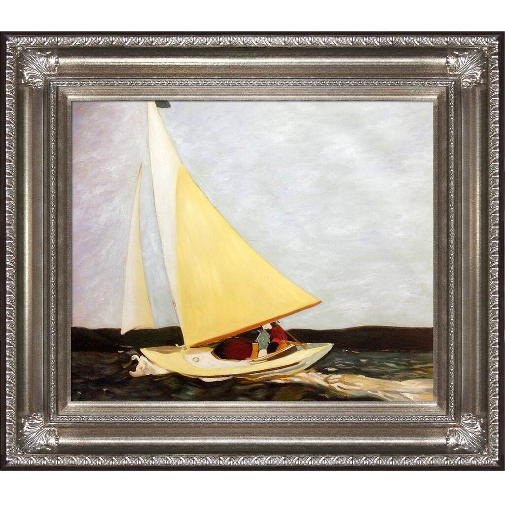 La Pastiche Edward Hopper 'Sailing, 1911' Hand Painted Framed Oil Reproduction on Canvas