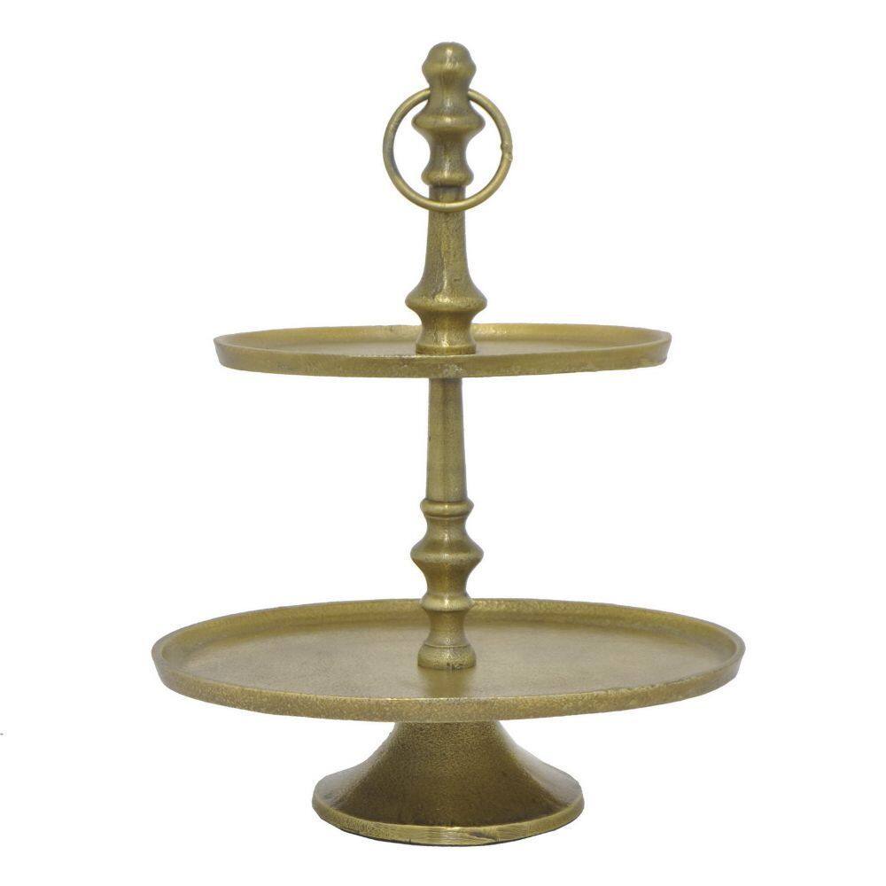 Benzara Antique Brass 15-inch Plate Stand