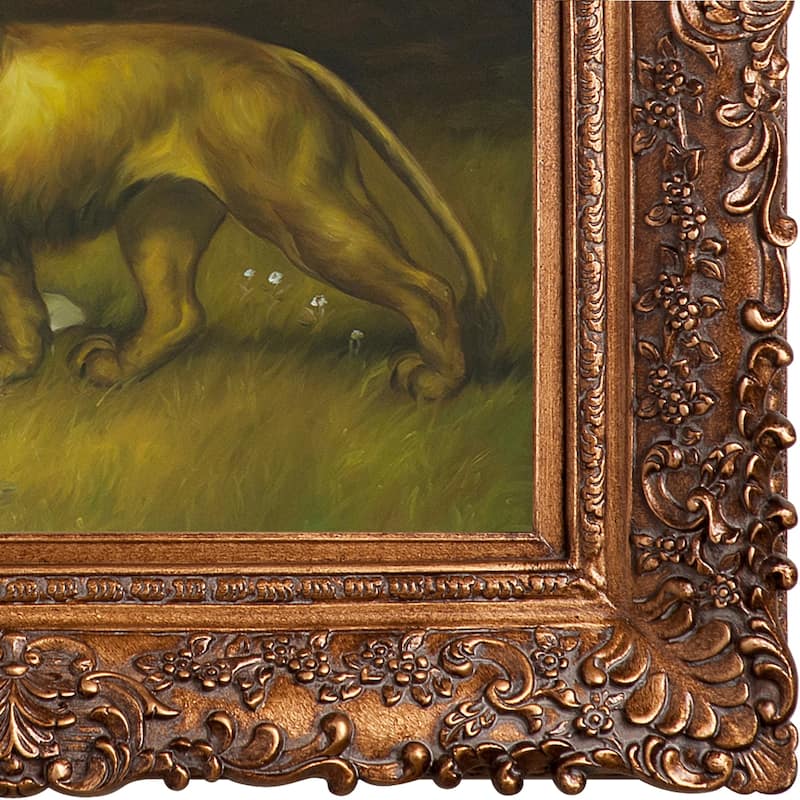 La Pastiche Briton Rivire 'Una and the Lion' Hand Painted Framed Oil Reproduction on Canvas