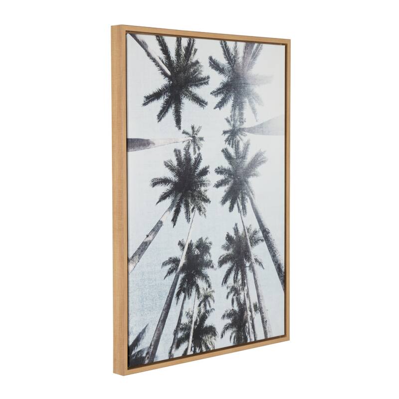 Kate and Laurel Sylvie Row of Palm Trees Framed Canvas Wall Art by Simon Te Tai, 23x33 Natural