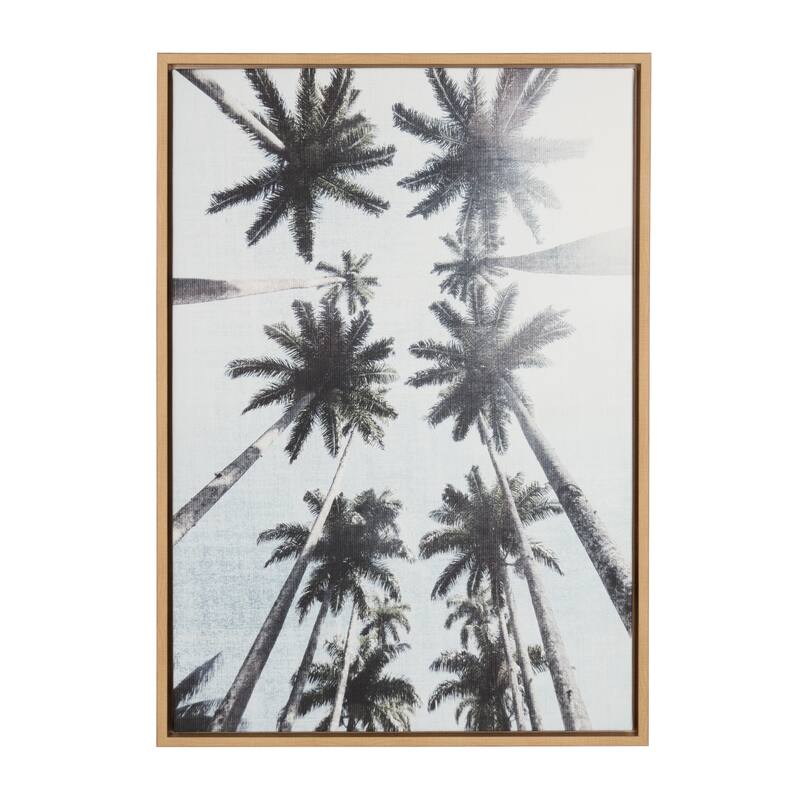 Kate and Laurel Sylvie Row of Palm Trees Framed Canvas Wall Art by Simon Te Tai, 23x33 Natural