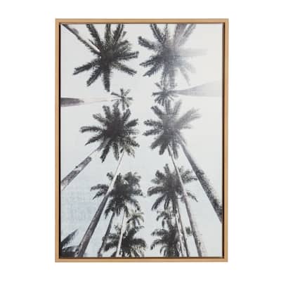 Kate and Laurel Sylvie Row of Palm Trees Framed Canvas Wall Art by Simon Te Tai, 23x33 Natural