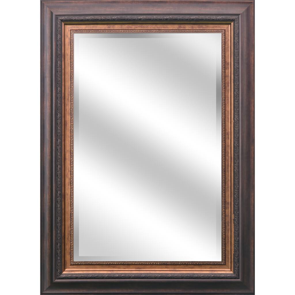AA Warehousing REFLECTION 24 x 36 x 1-inch Bevel Mirror with 5-inch Warm Brown and Bronze Finished Frame - Bronze/Gold