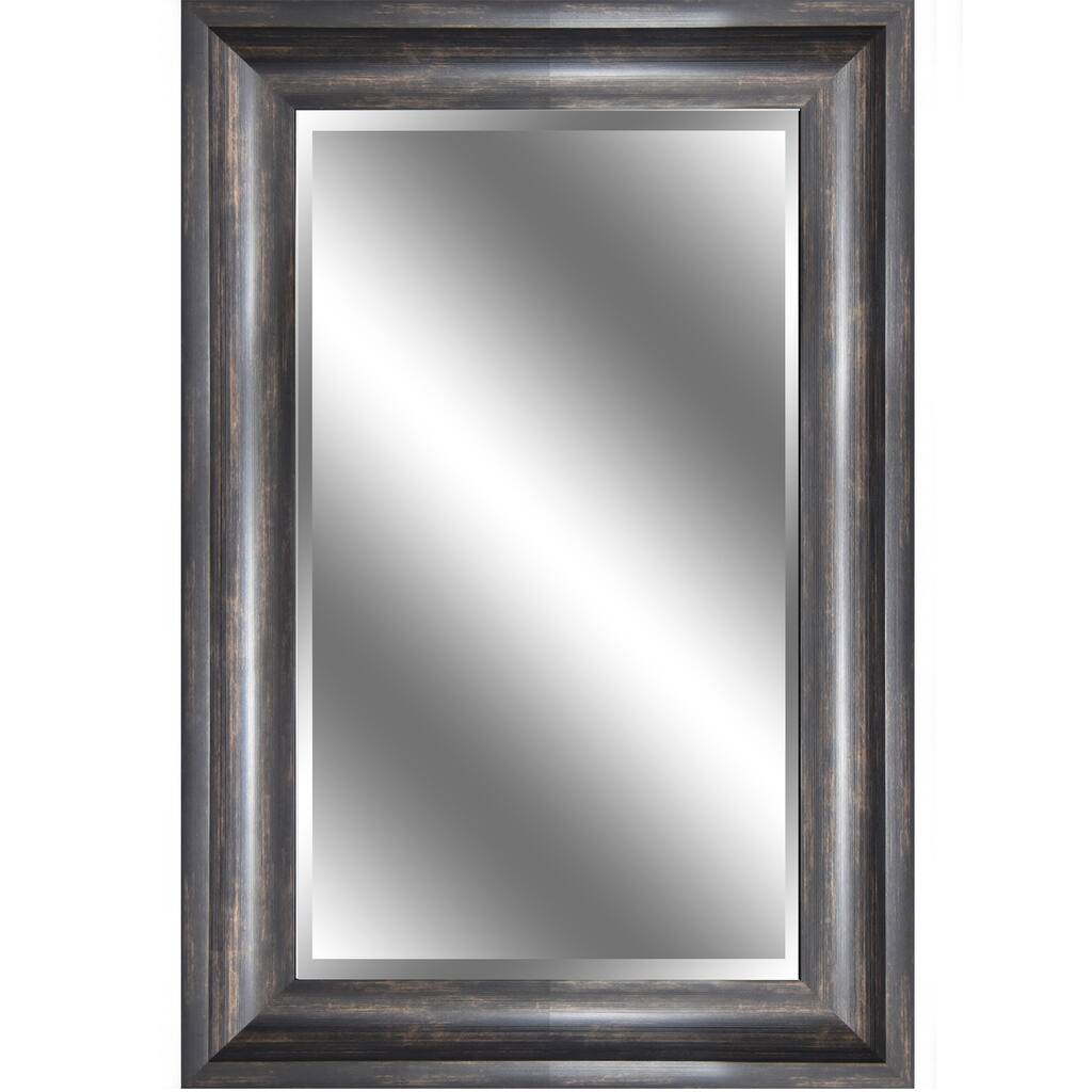 AA Warehousing REFLECTION 24 x 36 x 1-inch Bevel Mirror with 3.75-inch Ember Bronze with wood grain Finished Frame