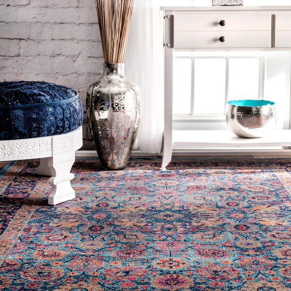 Shop nuLOOM Traditional Lily Floral Blue Rug 4' x 6' On Sale Free