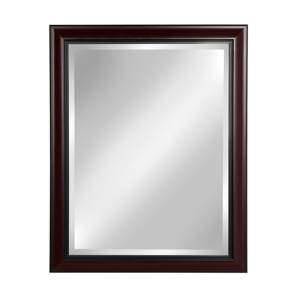 Designovation Dalat Cherry Framed Beveled Wall Mirror On Designovation Dalat Cherry Framed Beveled Wall Mirror