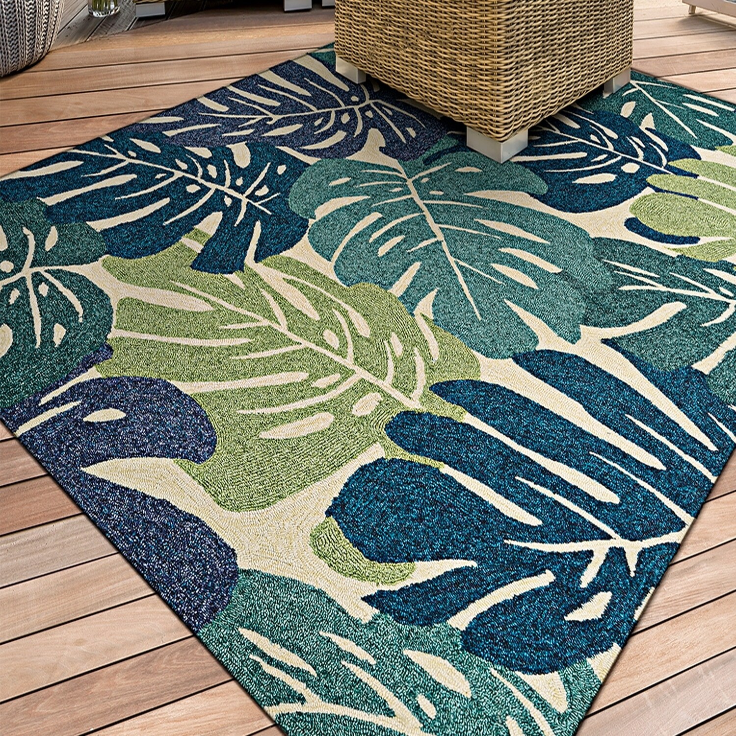 Miami Arum Teal Navy Indoor Outdoor Area Rug 2 X 4 On Miami Arum Teal Navy Indoor Outdoor