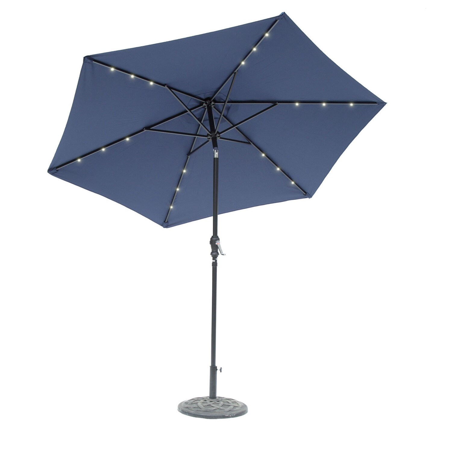 Shop Black Friday Deals On 9 Foot Round Solar Lighted Umbrella Navy Blue Overstock 14217061