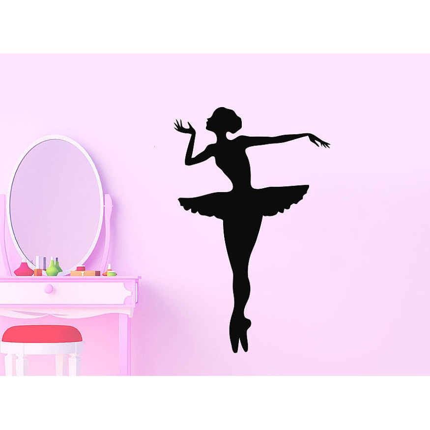 Shop Ballerina Ballet Dancer Gymnastics Dance Studio Ballerina Nursery Decor Bedroom Sticker Decal Size 48x65 Color Black Overstock 14218201