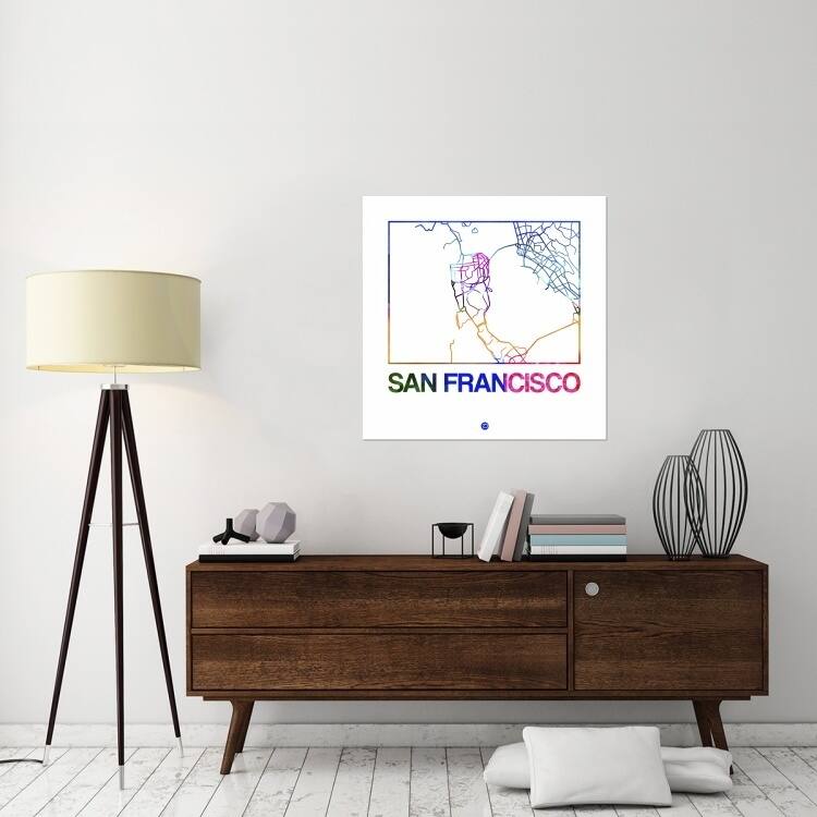 Naxart Studio 'San Francisco Watercolor Street Map' Stretched Canvas