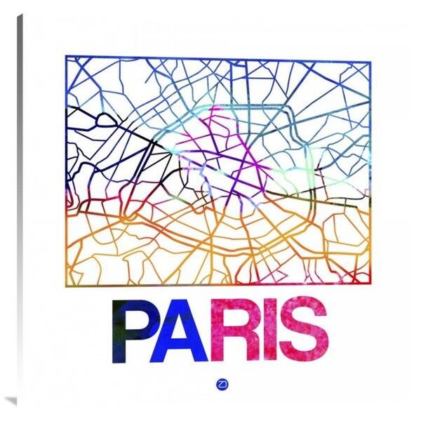 Naxart Studio Paris Watercolor Street Map Canvas Stretched Wall Art Naxart Studio Paris Watercolor Street Map Canvas Stretched Wall Art