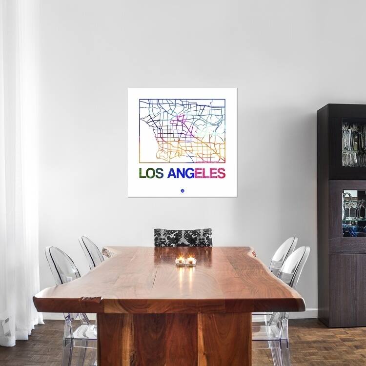 Naxart Studio 'Los Angeles Watercolor Street Map' Stretched Canvas Wall