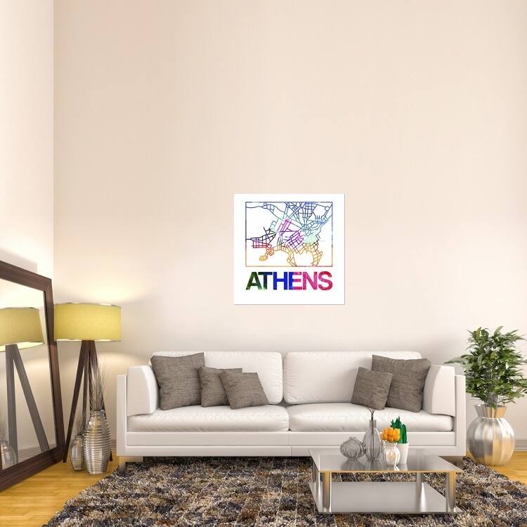 Naxart Studio 'Athens Watercolor Street Map' Stretched Canvas Wall Art