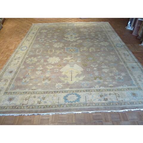 Hand Knotted Lavender Fine Turkish Oushak with 100% Wool Oriental Rug - 12'3 x 14'11
