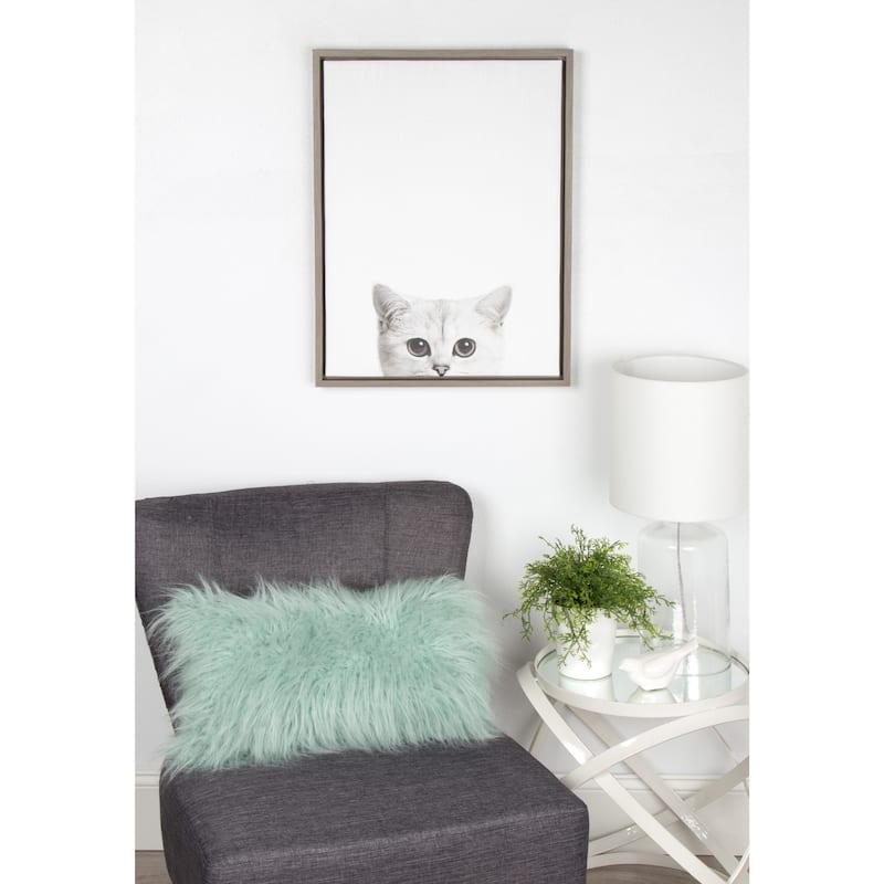 Simon Te Tai DesignOvation 'Sylvie Kitty' Canvas Wall Art with Grey Frame