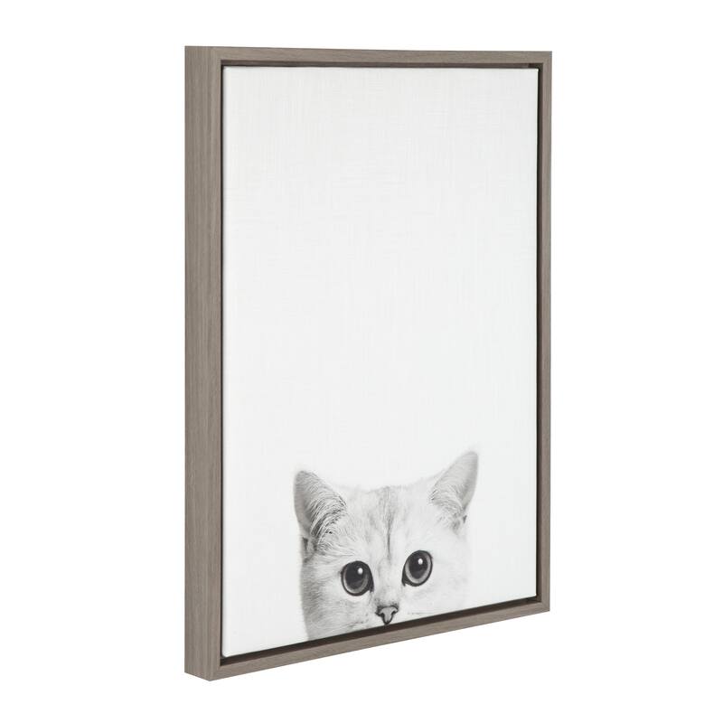 Simon Te Tai DesignOvation 'Sylvie Kitty' Canvas Wall Art with Grey Frame