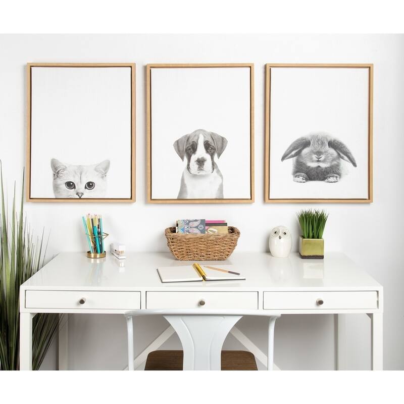 Kate and Laurel Sylvie Rabbit Framed Canvas by Simon Te Tai