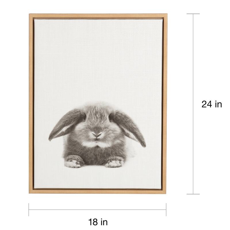 Kate and Laurel Sylvie Rabbit Framed Canvas by Simon Te Tai - 18x24 - Plastic - Natural