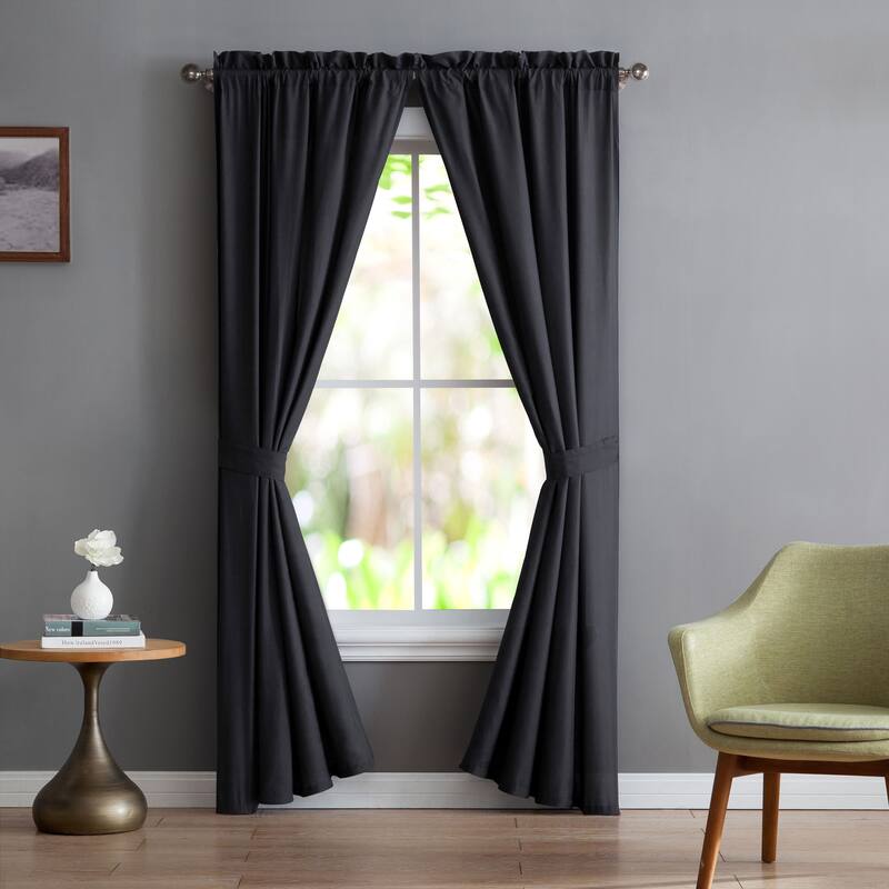 Levinsohn Microfiber Curtain Panel - 42 x 84 - 84 Inches - Black